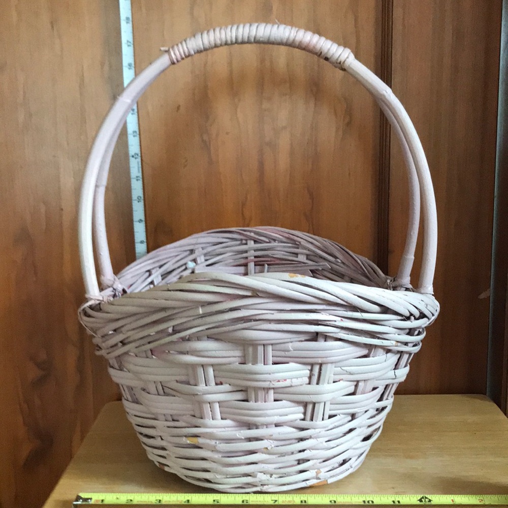 Large rustic lavender wicker basket